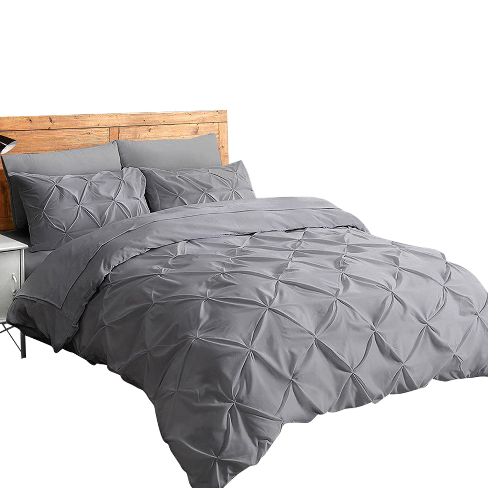Luxury Quilted Bedding Set – Grey & White