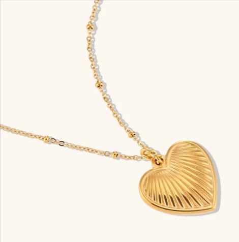 Gold-Plated Heart Pendant Necklace