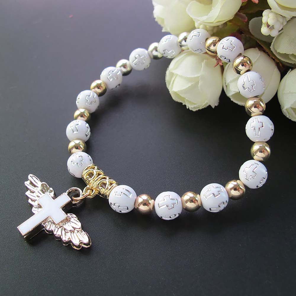 Oil Dripping Angel Cross Bracelet – Faith & Protection