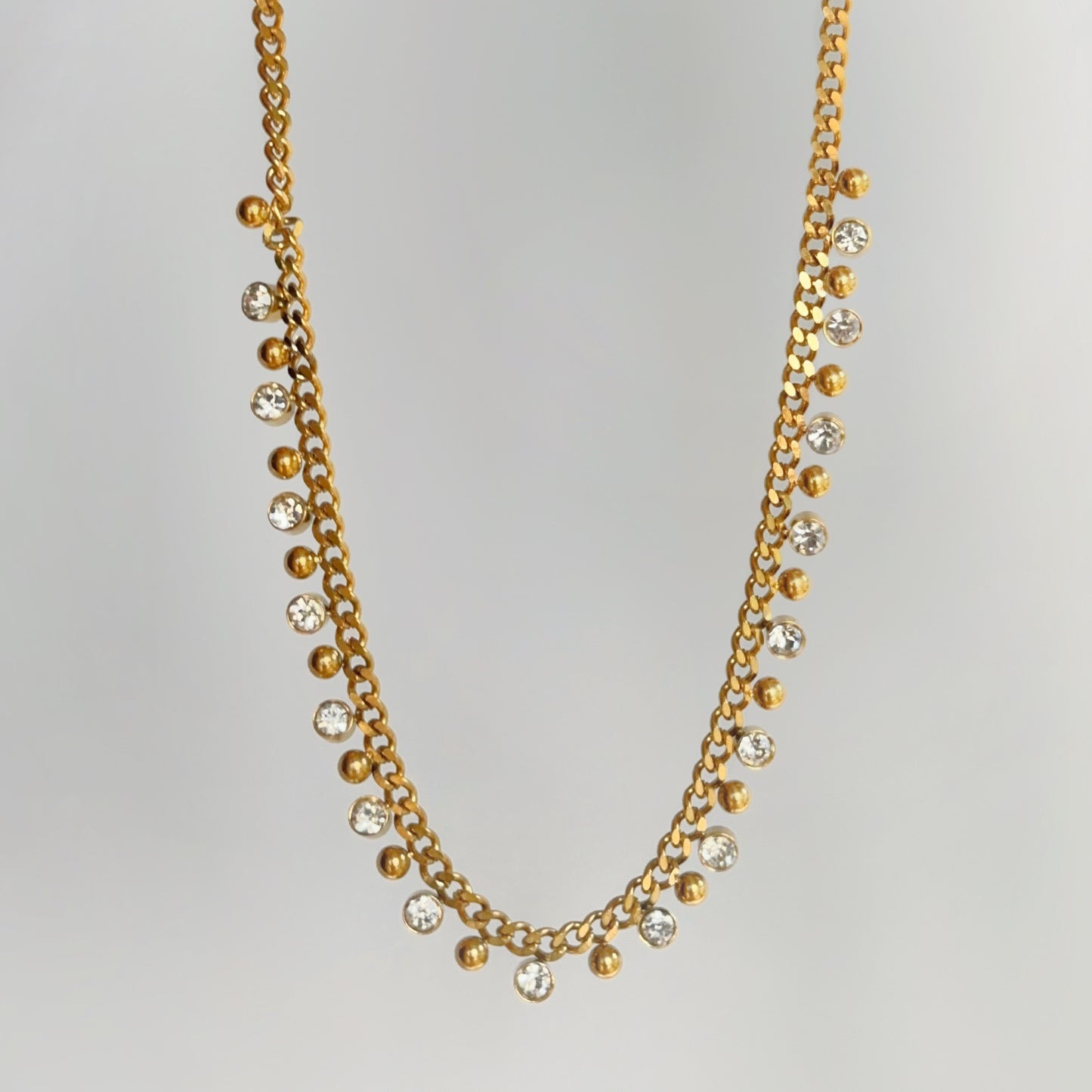 18K Gold-Plated Zircon Cuban Chain Necklace