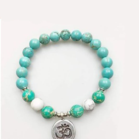 Natural Blue Turquoise Tree of Life Beaded Bracelet