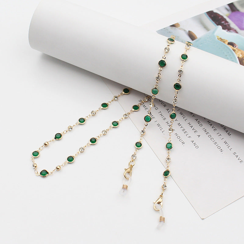 Luxury Eyeglass Chain with Colorful Crystal Accents