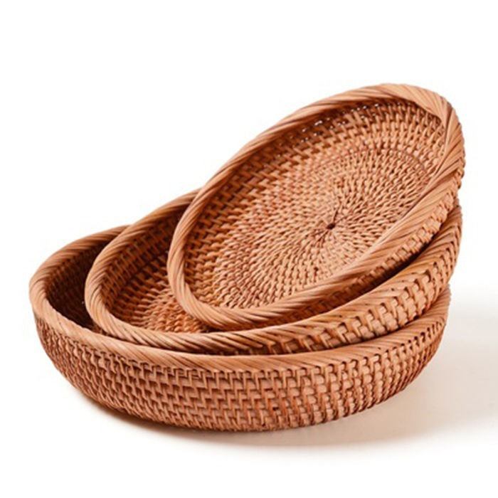 Vietnamese Wicker Rattan Basket Set (3 Pieces)