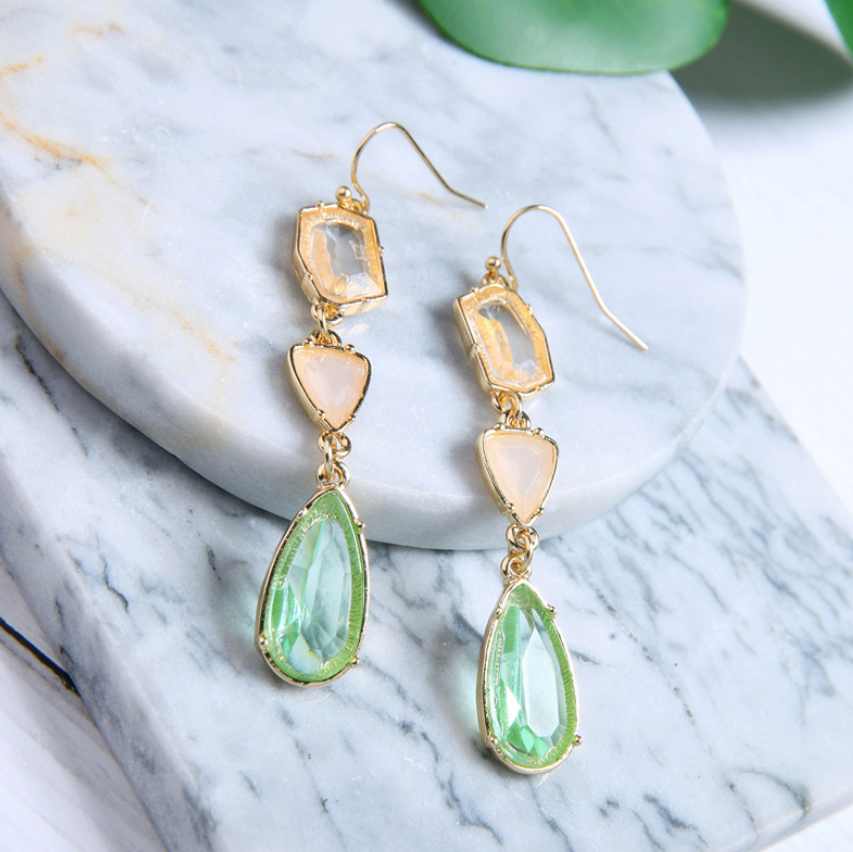 Waterdrop Earrings with Alloy Gemstone Crystals