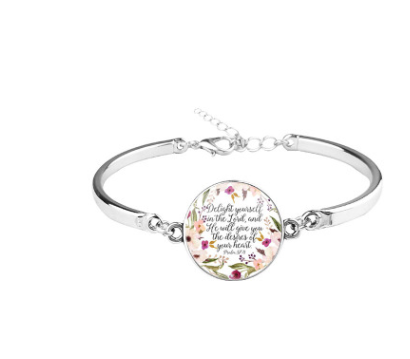Patterned Bible Bracelet with Gemstones and Chain