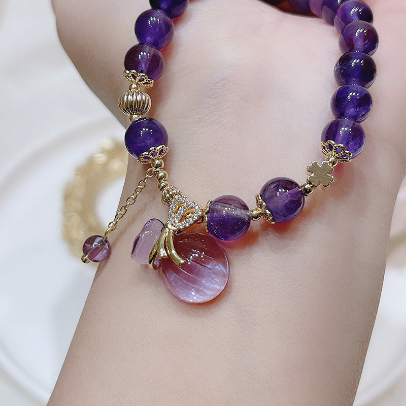 Vintage Beaded Amethyst Charm Bracelet