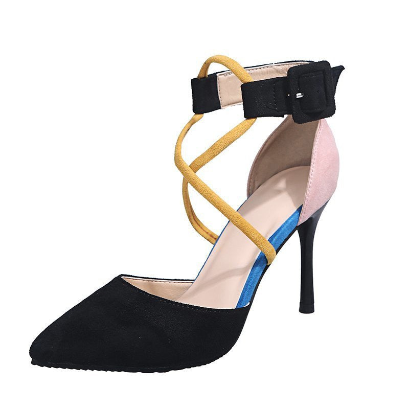 Women's Pointed Toe Cross Strap Heels