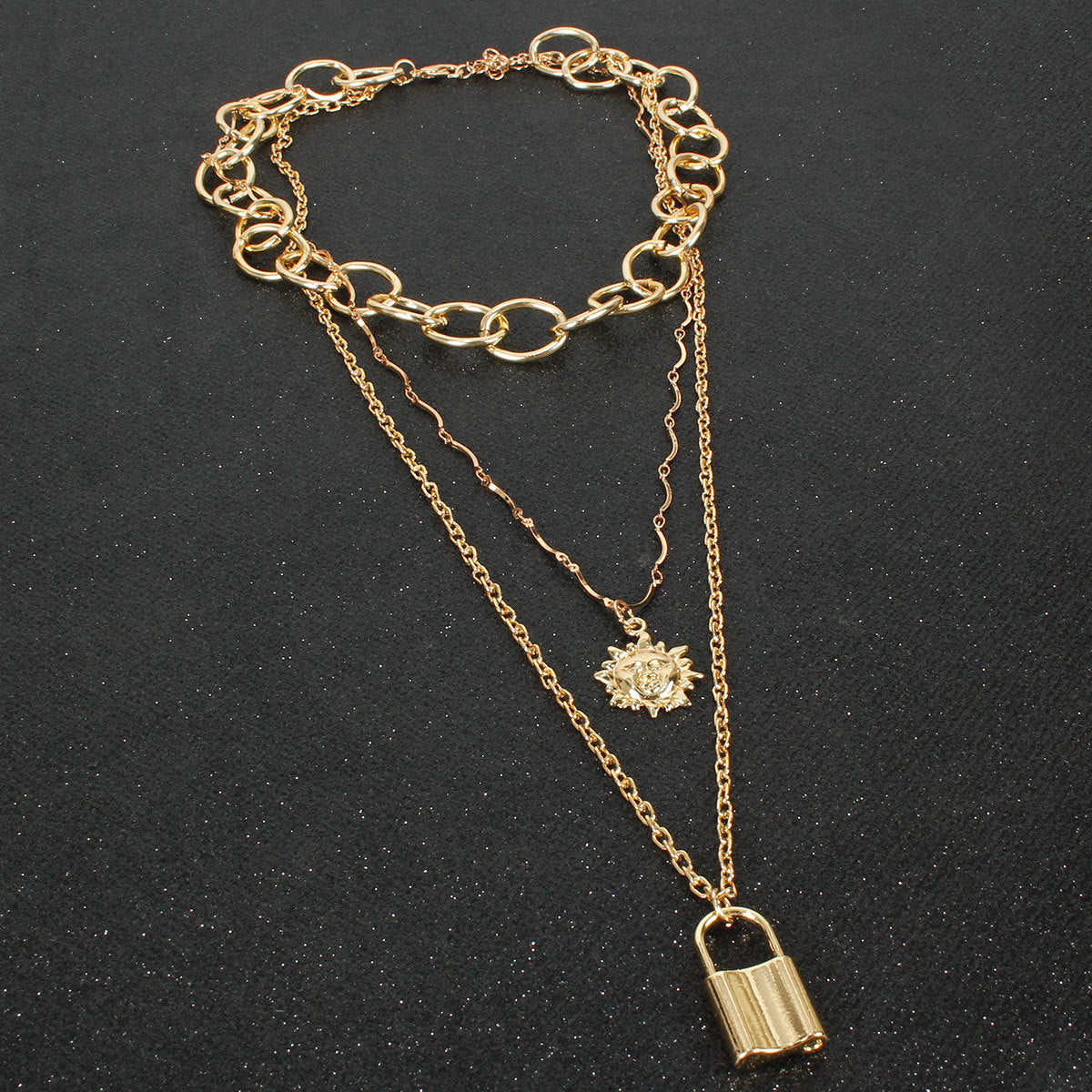 Exaggerated Layered Necklace with Sunflower Pendant