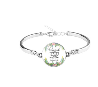 Patterned Bible Bracelet with Gemstones and Chain