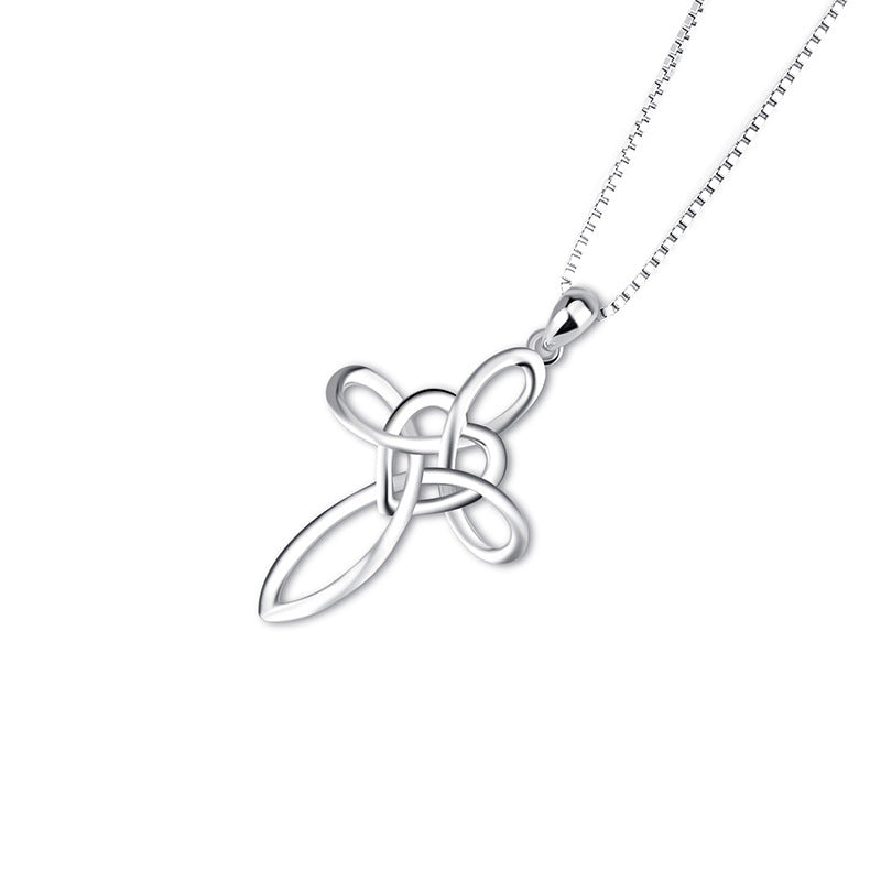 Heart Cross Pendant Necklace – 925 Sterling Silver