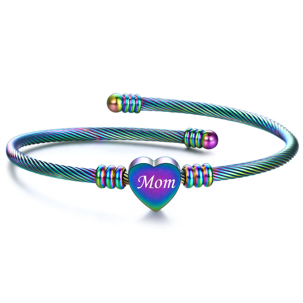 Mother's Day Braided Bracelet – Stainless Steel Heart Letter Design