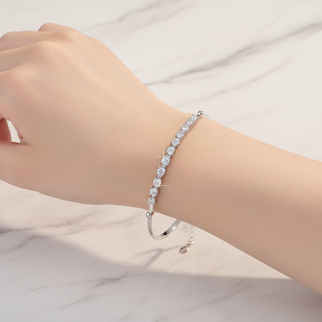 S925 Sterling Adjustable Moissanite Bracelet