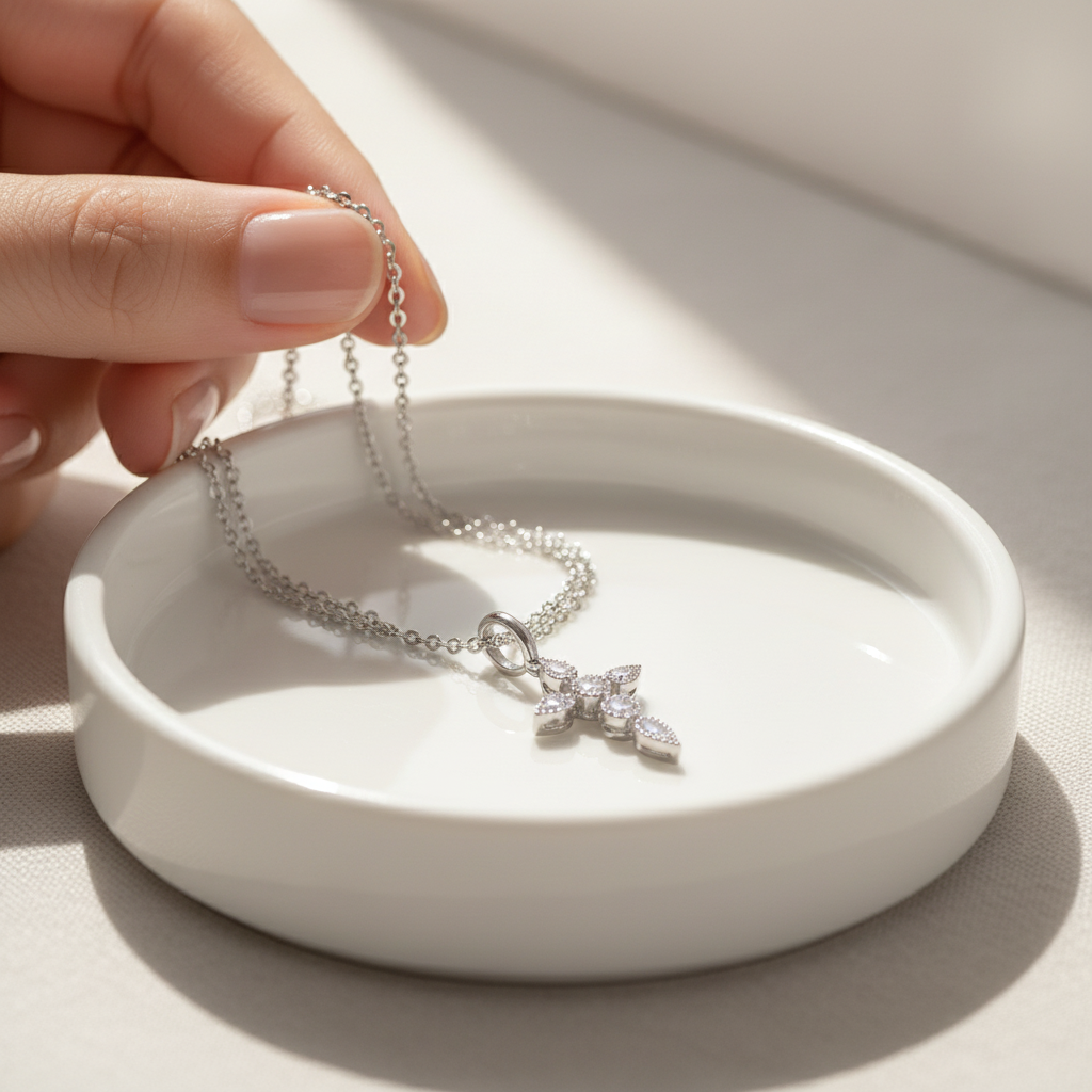 Moissanite S925 Multi-Stone Cross Pendant Necklace — Gold & Silver
