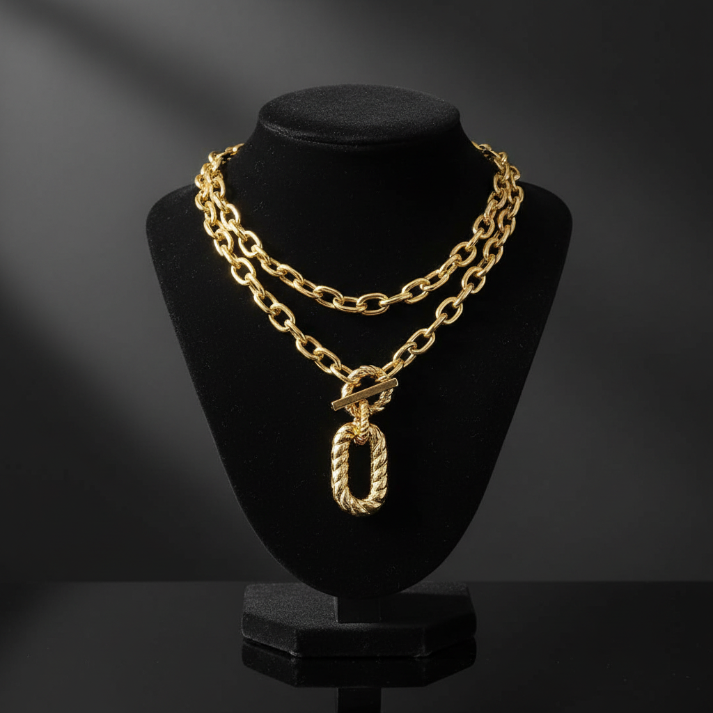 Bold Gold Chain Layered Necklace