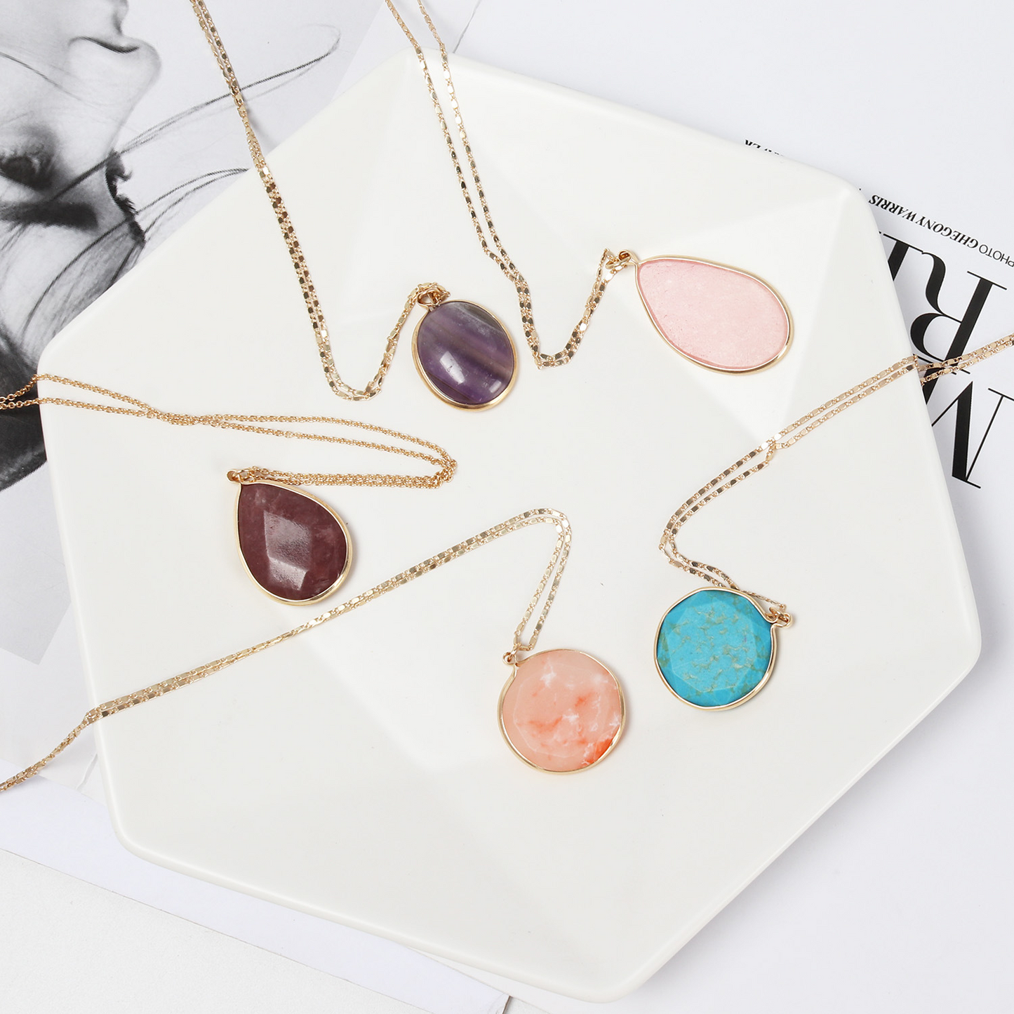Elegant Natural Stone Pendant Necklace