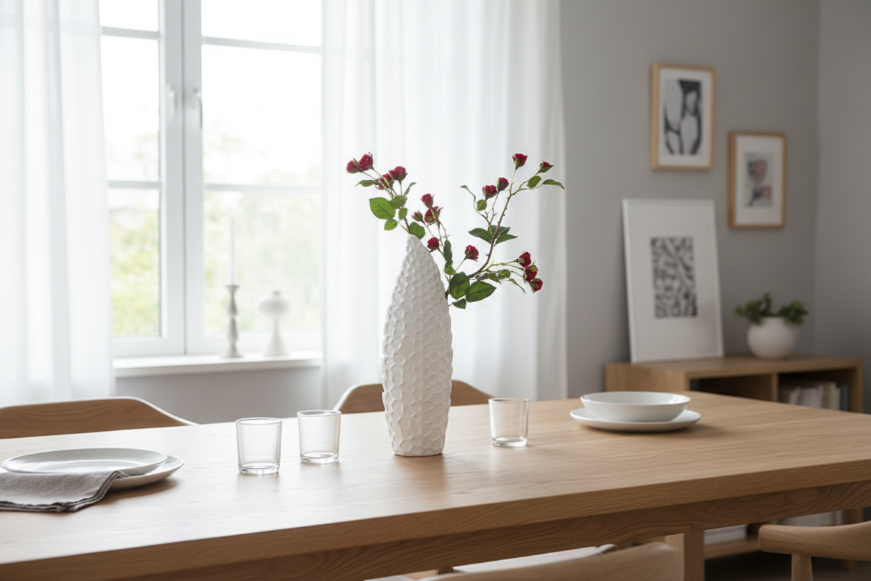Nordic Textured Ceramic Vase — White | Small or Medium
