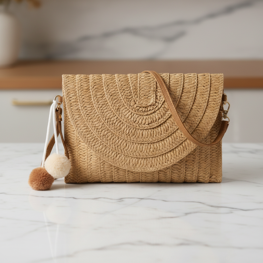 Summer Chic Straw Crossbody Bag